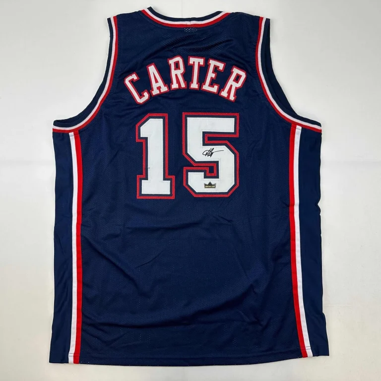 Facsimile Autographed Vince Carter New Jersey Blue Jersey Size Men's XL