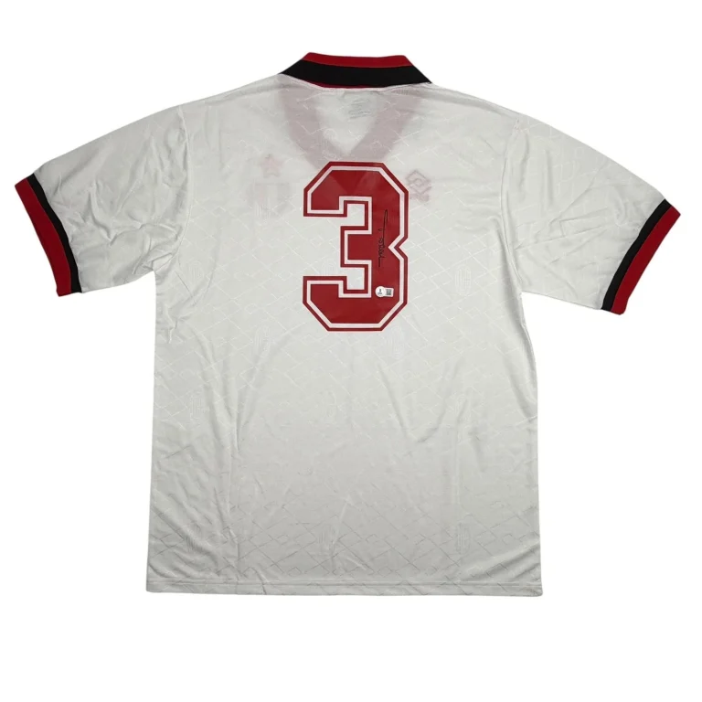 Autographed/Signed Paolo Maldini AC Milan White Jersey Beckett BAS COA