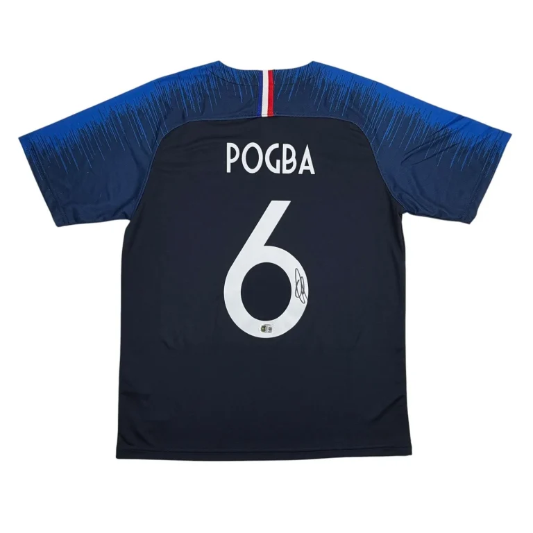 Autographed/Signed Paul Pogba France Blue Soccer Jersey Beckett BAS COA