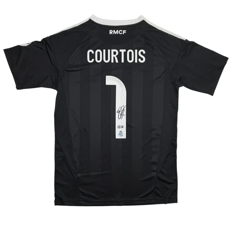 Autographed/Signed Thibaut Courtois Real Madrid Black Jersey Beckett COA