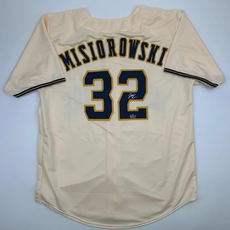 Facsimile Autographed Jacob Misiorowski Milwaukee Cream Jersey Men's XL