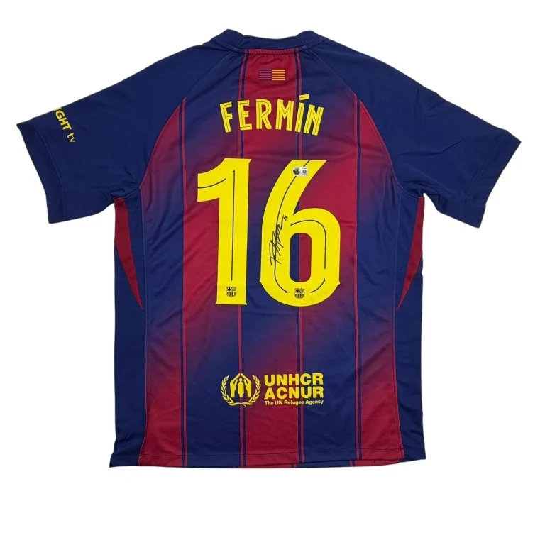 Autographed/Signed Fermin Lopez Barcelona Red/Blue Jersey Beckett BAS COA