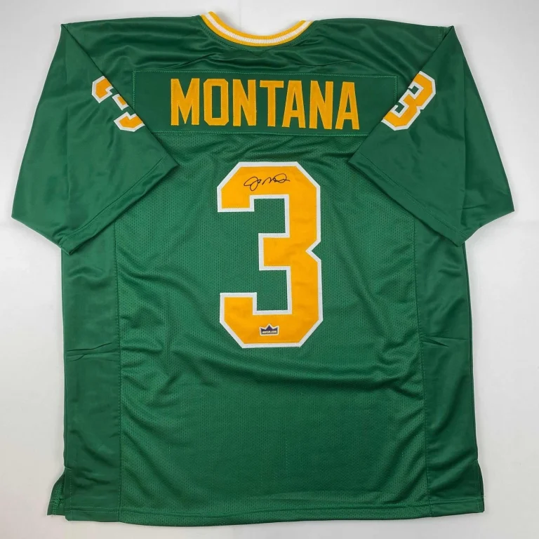 Facsimile Autographed Joe Montana Notre Dame Green Jersey Size Men's XL