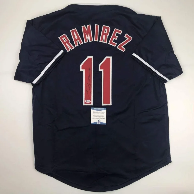 Autographed/Signed Jose Ramirez Cleveland Blue Jersey Beckett BAS COA