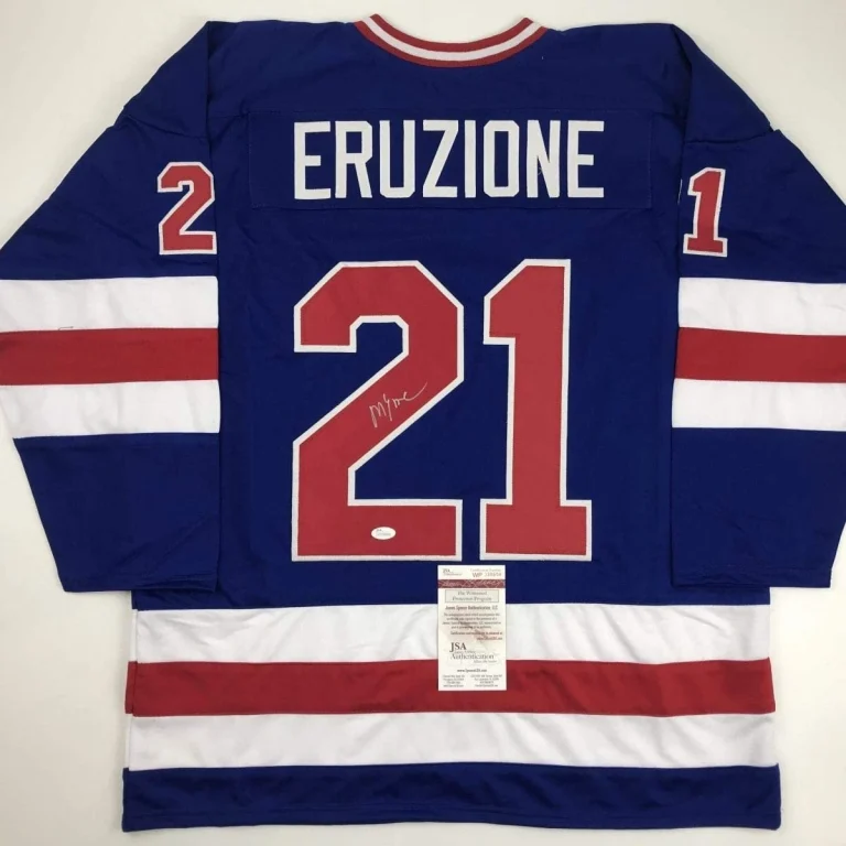 Signed Mike Eruzione Blue Team Miracle On Ice 1980 Jersey JSA COA