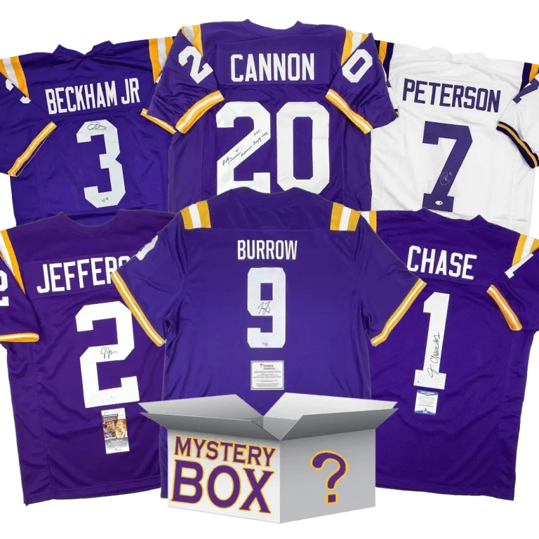 Autographed/Signed LSU College Jersey Mystery Box with PSA JSA BAS COA