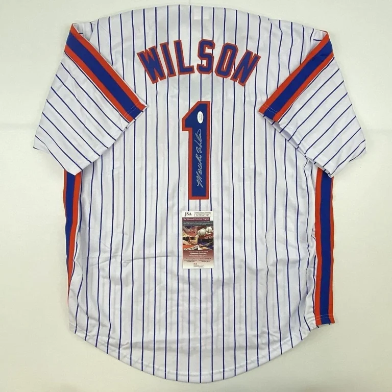 Autographed/Signed MOOKIE WILSON New York Pinstripe Jersey JSA COA Auto