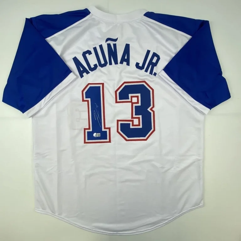 Autographed/Signed RONALD ACUNA JR. Atlanta White Retro Jersey Beckett COA