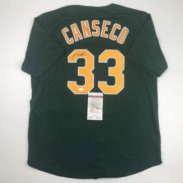 Autographed/Signed JOSE CANSECO Oakland Dark Green Jersey JSA COA Auto