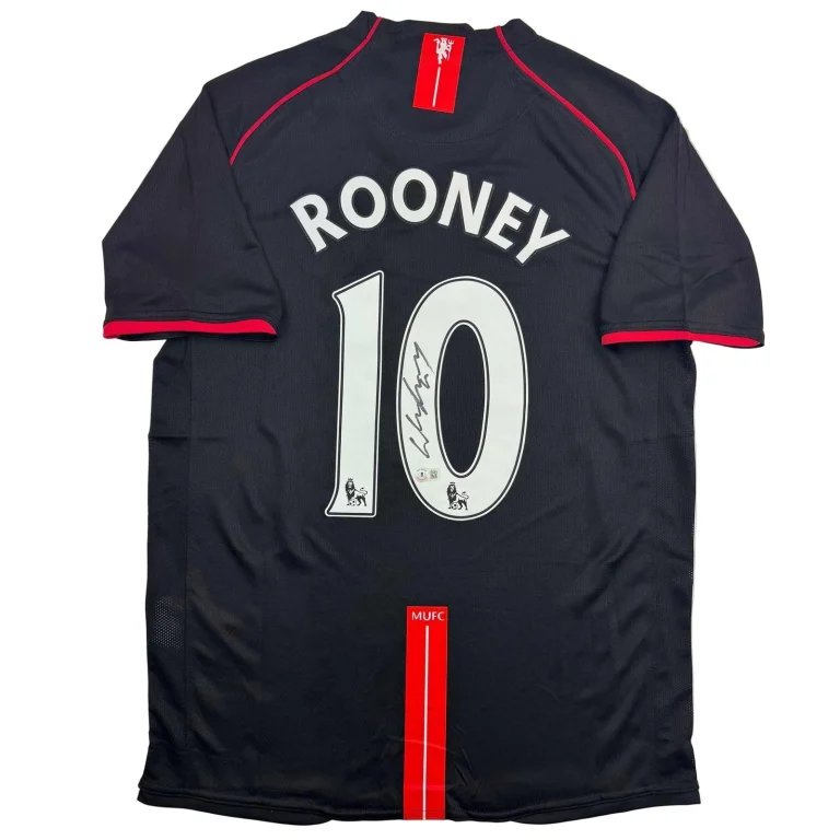 Autographed/Signed Wayne Rooney Manchester United Black Jersey Beckett COA