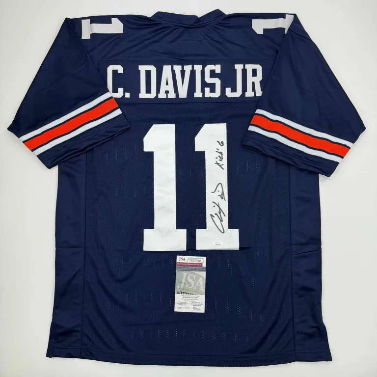 Autographed/Signed Chris Davis Jr. Auburn Blue College Jersey JSA COA