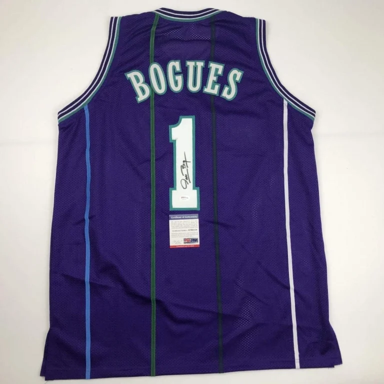 Autographed/Signed Muggsy Bogues Charlotte Purple Jersey PSA/DNA COA