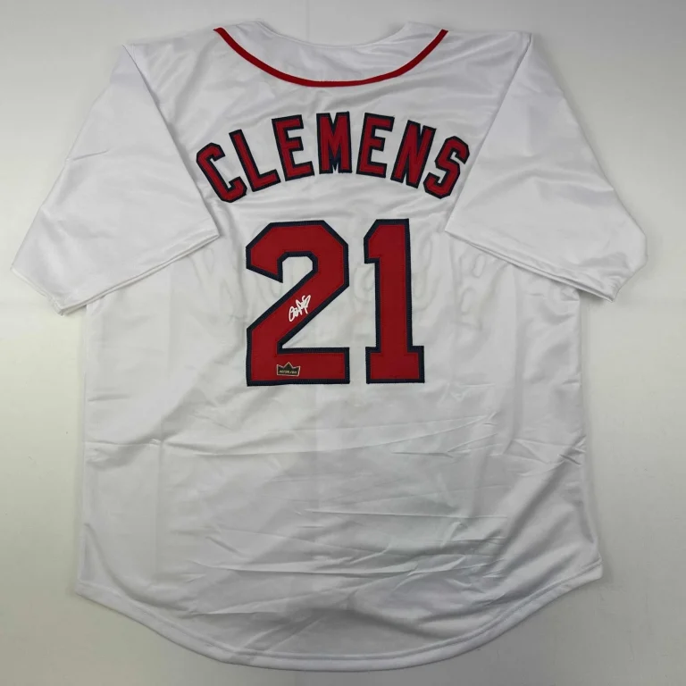 Facsimile Autographed Roger Clemens Boston White Jersey Size Men's XL