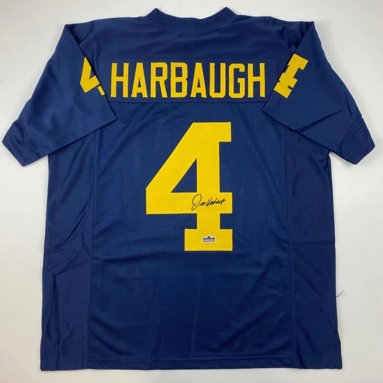 Facsimile Autographed Jim Harbaugh Michigan Blue Jersey Size Men's XL