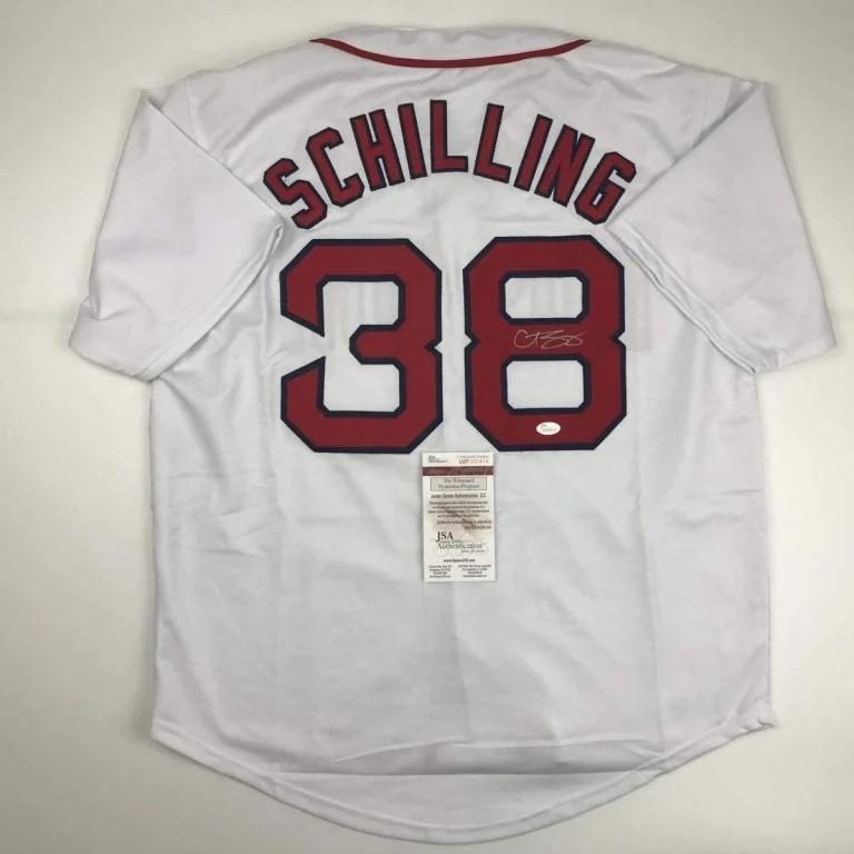 Autographed/Signed Curt Schilling Boston White Baseball Jersey JSA COA Auto