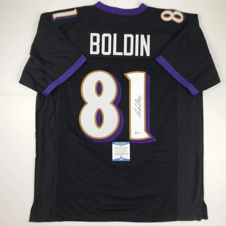 Autographed/Signed Anquan Boldin Baltimore Black Jersey Beckett BAS COA