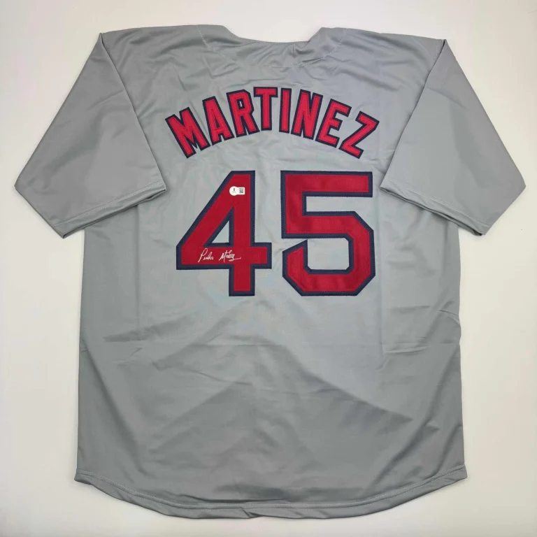 Autographed/Signed Pedro Martinez Boston Grey Jersey Beckett BAS COA