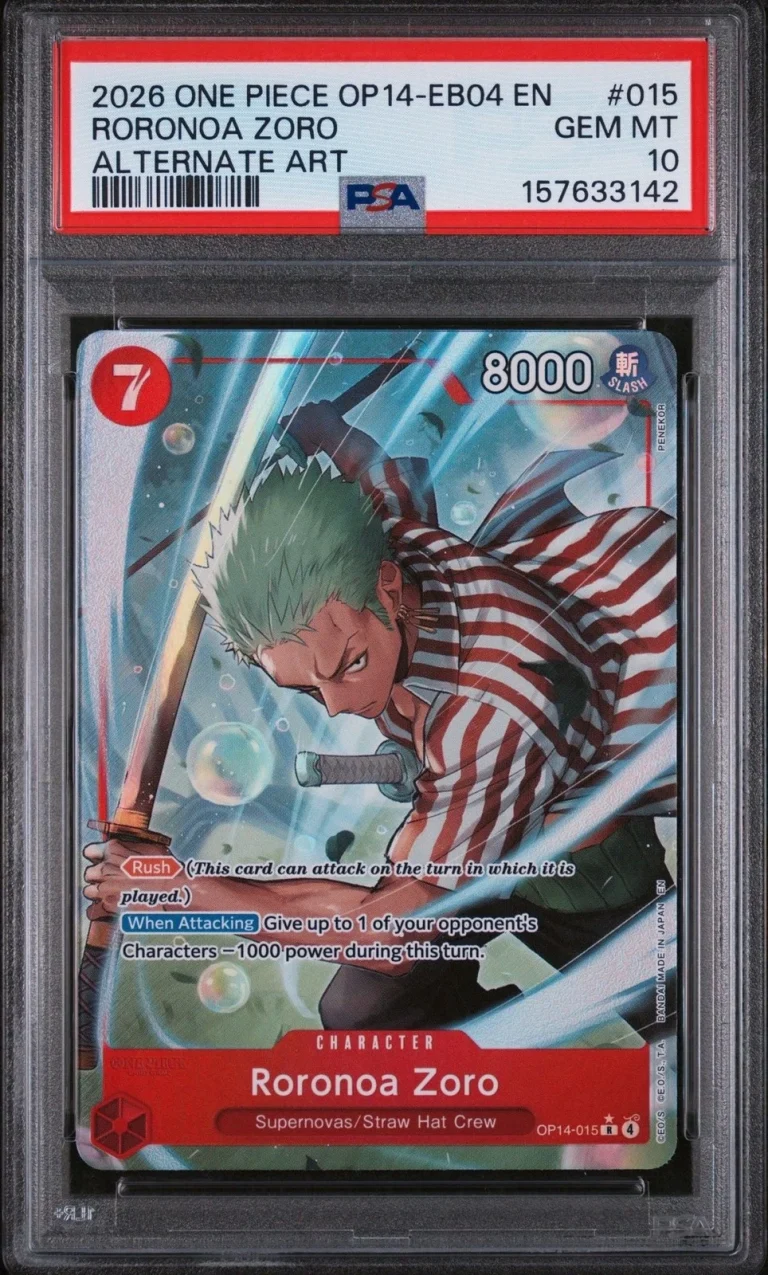 Graded 2026 One Piece Roronoa Zoro 015 Alternate Art Card PSA 10 Gem Mint