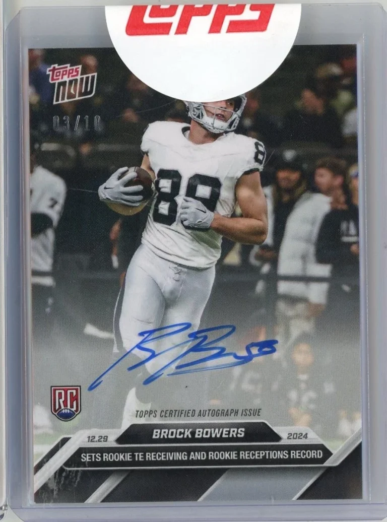 2024 Topps Now Brock Bowers #17A Auto /10 Las Vegas Raiders Rookie Card