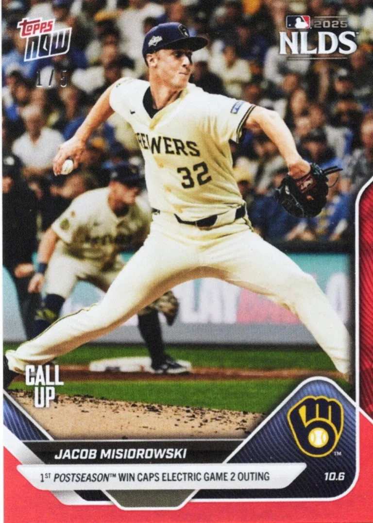 2025 Topps Now Jacob Misiorowski #833 Red Foil /5 Rookie RC Baseball Card