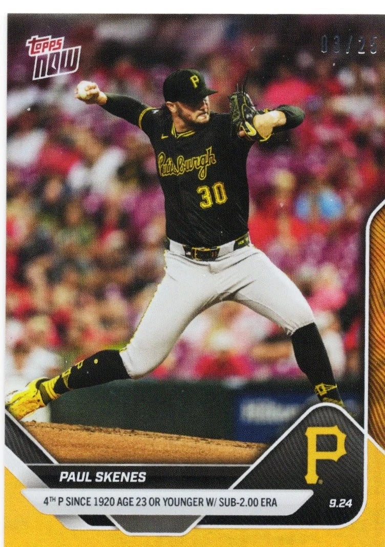 2025 Topps Now Paul Skenes #763 Orange Foil /50 Pittsburgh Pirates Card