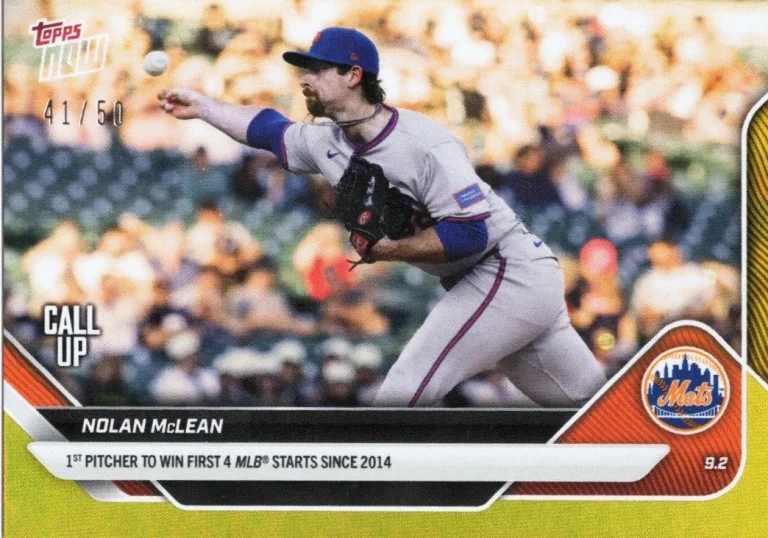 2025 Topps Now Nolan McLean #651 Gold Foil /50 New York Mets RC Card