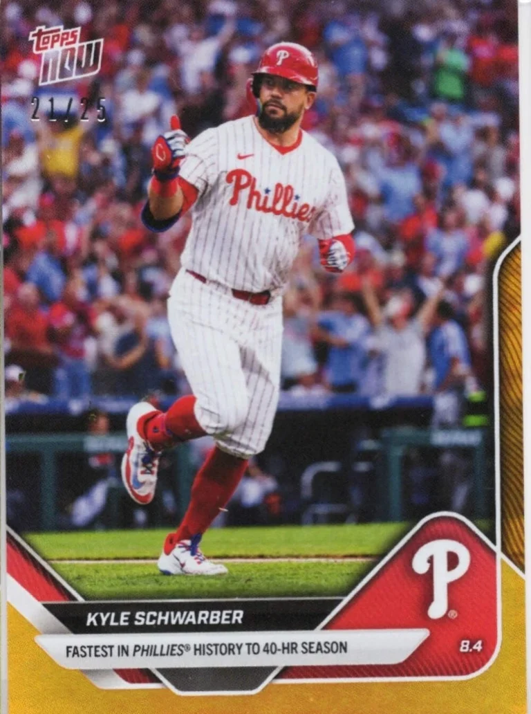 2025 Topps Now Kyle Schwarber #515 Orange Foil /25 Philadelphia Phillies Card