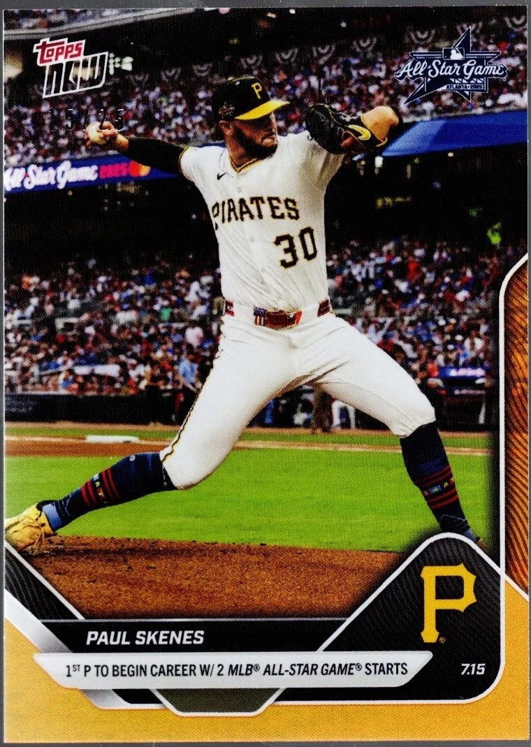2025 Topps Now Paul Skenes #428 Orange Foil /25 Pittsburgh Pirates Card