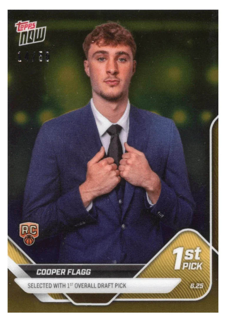 2025 Topps Now Cooper Flagg D1 Gold Chrome /50 Dallas Mavericks Rookie Card