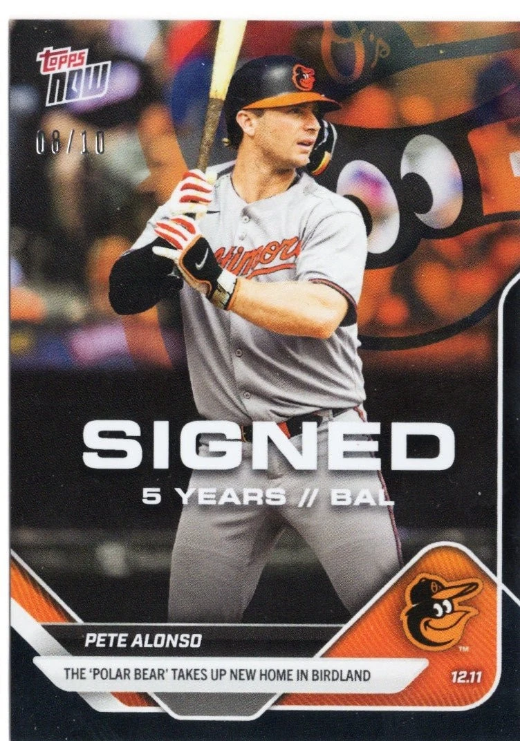 2025 Topps Now Pete Alonso #OS10 Black Foil /10 Baltimore Orioles Card