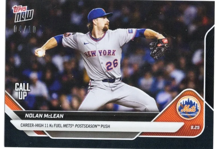 2025 Topps Now Nolan McLean #771 Black Foil /10 New York Mets Rookie Card