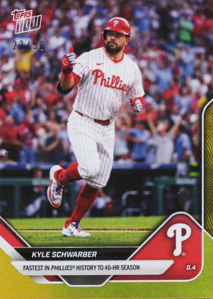 2025 Topps Now Kyle Schwarber #515 Gold Foil /50 Philadelphia Phillies Card