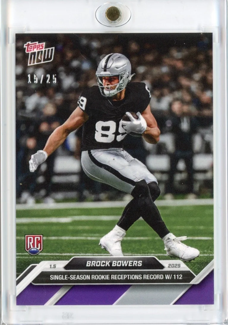 2024 Topps Now Brock Bowers #20 Purple /25 Las Vegas Raiders RC Card