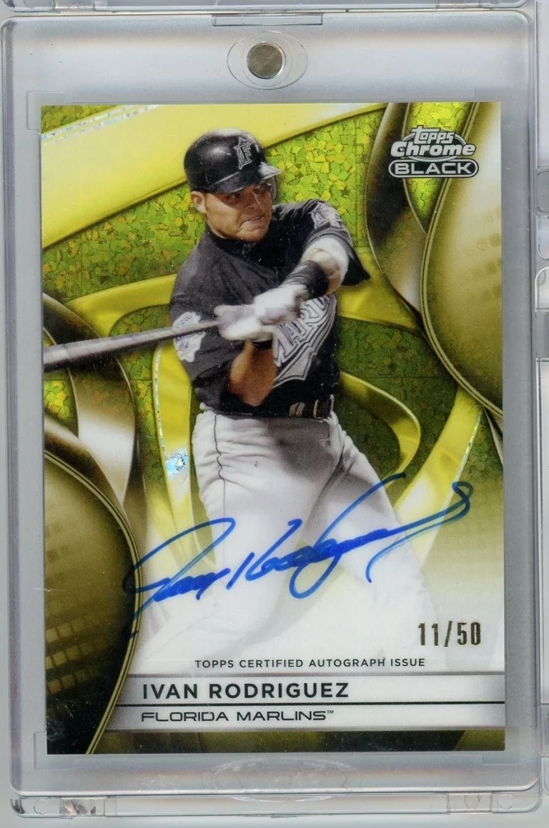 2025 Chrome Black Ivan Pudge Rodriguez #CBA-IR /50 Gold Diamond Auto Card