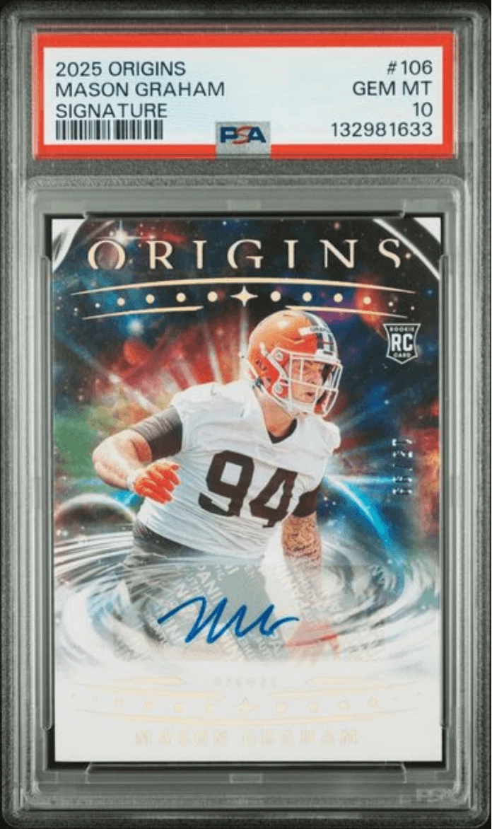 Graded 2025 Panini Origins Mason Graham #106 Signature /99 RC Card PSA 10