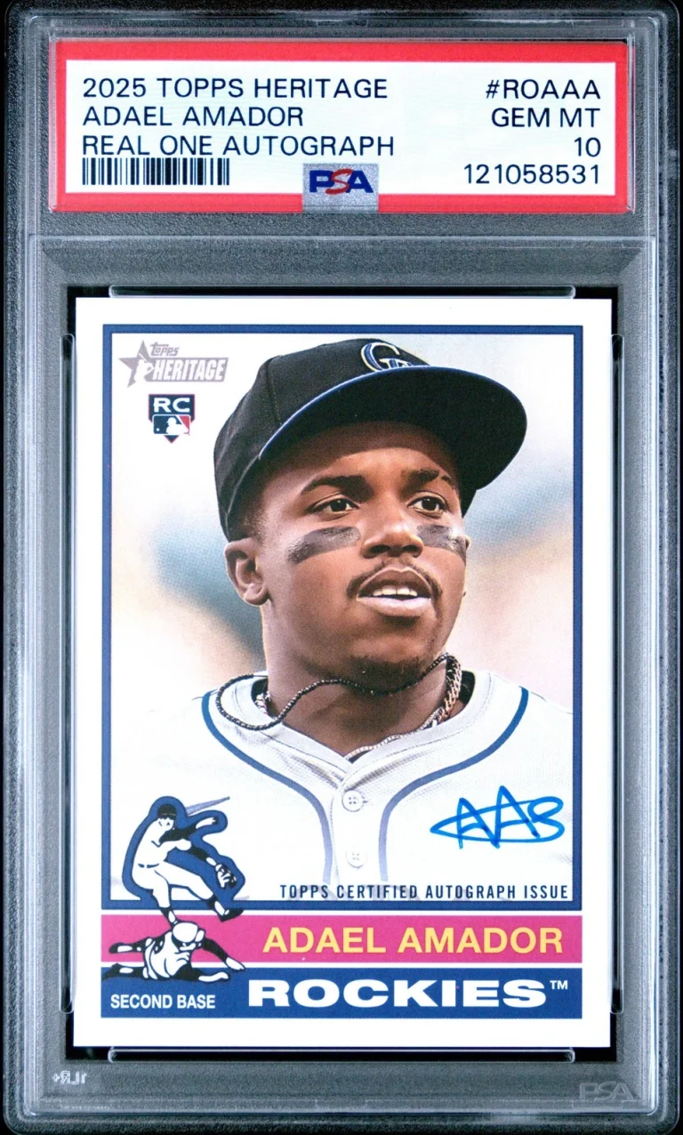 Graded 2025 Topps Heritage Adael Amador #ROAAA Autograph RC Baseball Card PSA 10