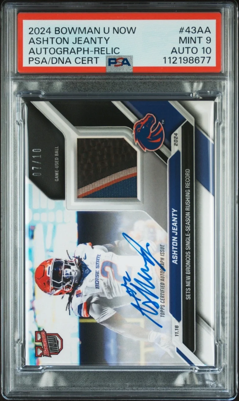 Graded 2024 Bowman U Now Ashton Jeanty #43AA RPA /10 RC Card PSA 9 Auto 10
