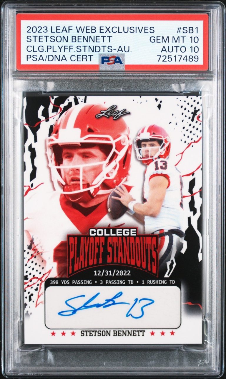 Graded 2023 Leaf Stetson Bennett SB1 /274 RC Card PSA/DNA 10 Auto Grade 10
