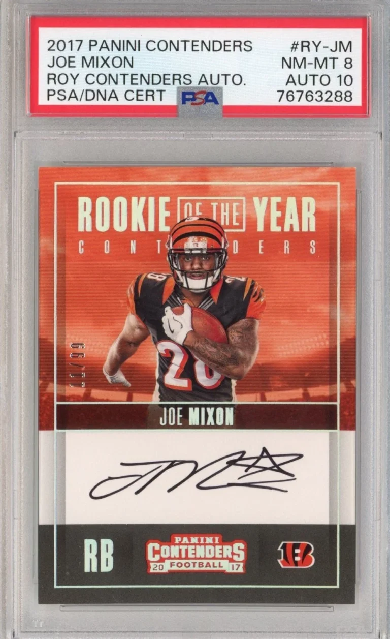 Graded 2017 Panini Contenders Joe Mixon RY-JM ROY Rookie Card PSA 8 Auto 10