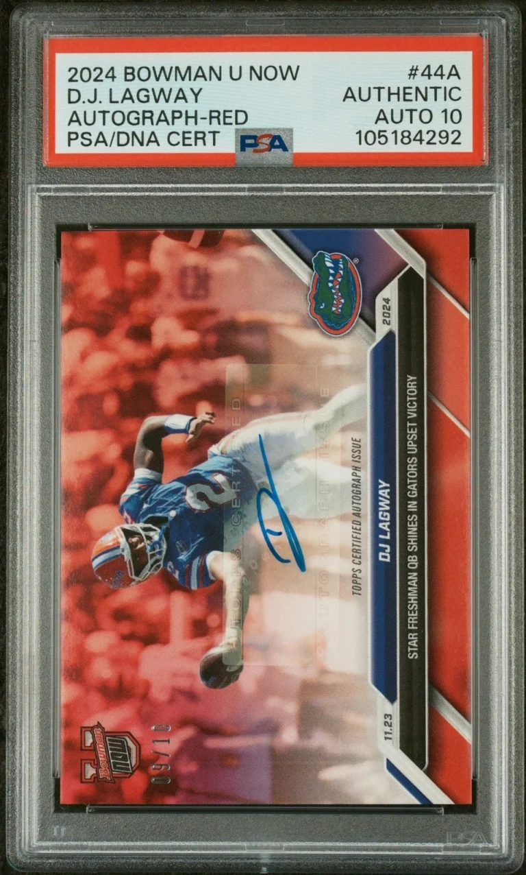 Graded 2024 Bowman U Now DJ Lagway #44A Red /10 Card PSA Auto Grade 10