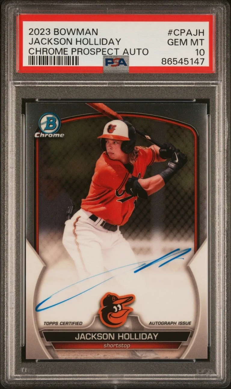 Graded 2023 Topps Bowman Jackson Holliday #CPAJH Auto RC Card PSA 10
