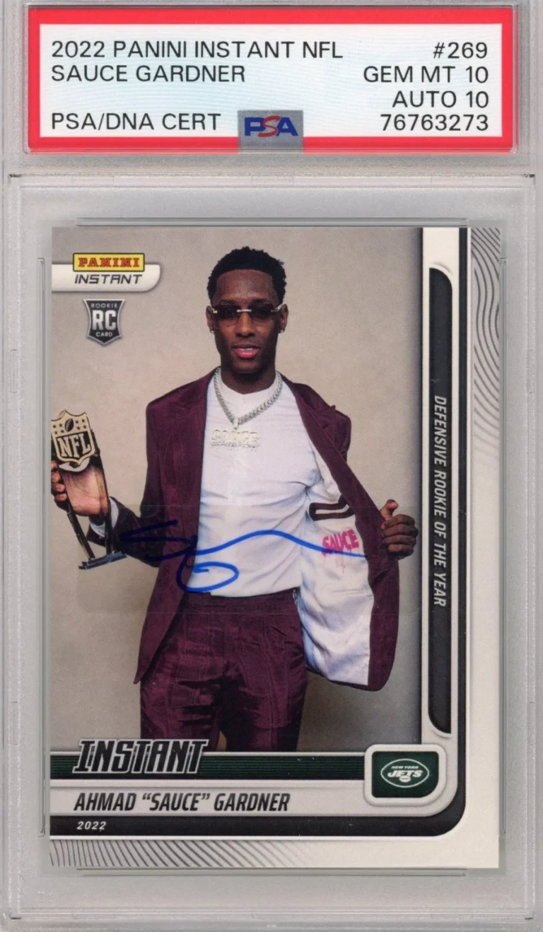 Graded 2022 Panini Instant Ahmad Sauce Gardner 269 Rookie Card PSA 10 Auto