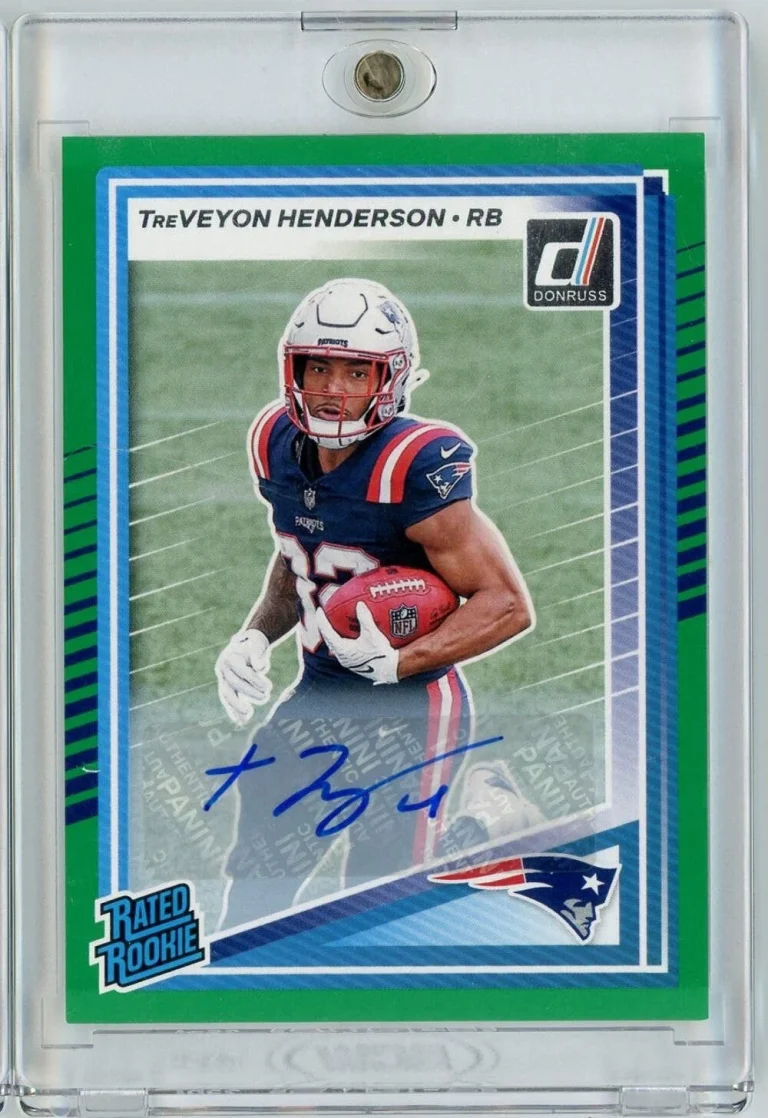 2025 Panini Donruss TreVeyon Henderson #332 Green Auto Patriots Rookie RC Card