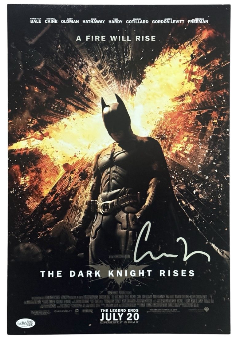 Christopher Nolan Signed The Dark Knight Rises 12x18 Movie Poster Photo JSA COA