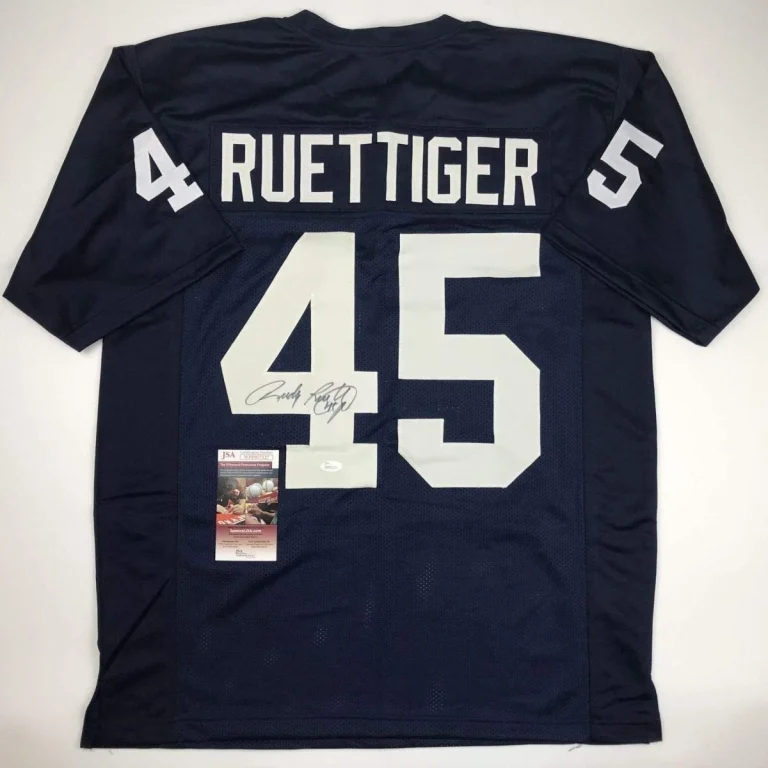 Autographed/Signed RUDY RUETTIGER Notre Dame Irish Blue Jersey JSA COA