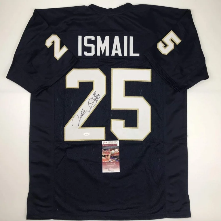 Autographed/Signed Raghib Ismail Rocket Notre Dame Blue Jersey JSA COA