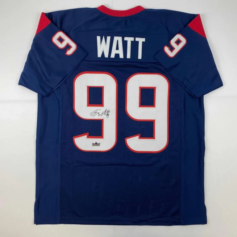 Facsimile Autographed JJ J.J. Watt Houston Blue Jersey Size Men's XL