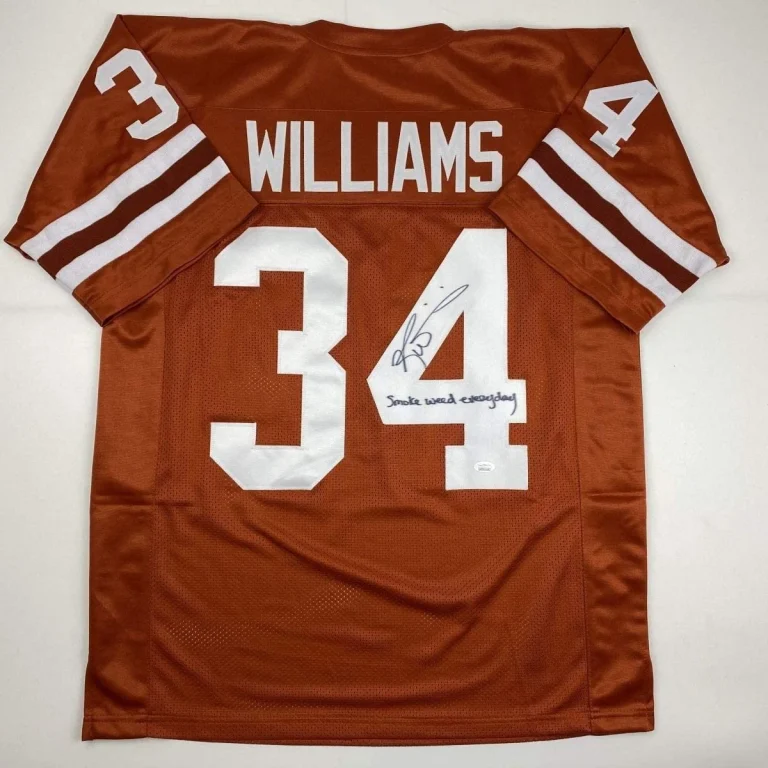 Autographed/Signed Ricky Williams Smoke Weed Texas Orange Jersey JSA COA