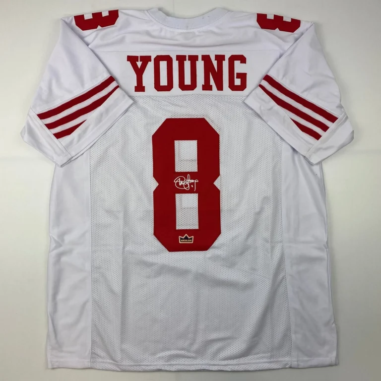 Facsimile Autographed Steve Young San Francisco White Jersey Men's XL