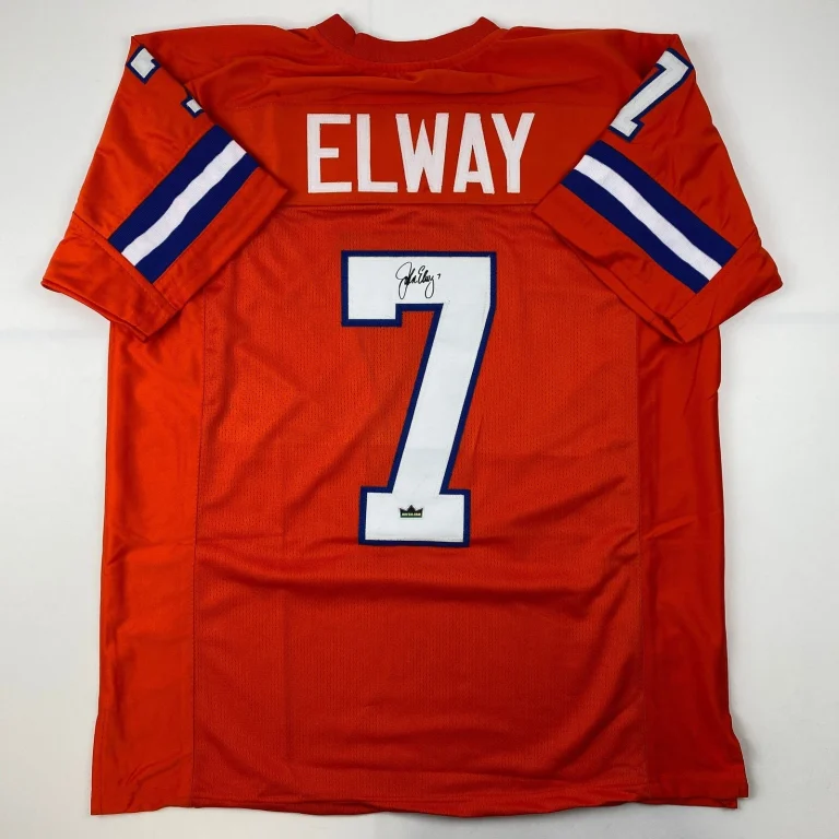 Facsimile Autographed John Elway Denver Orange Retro Jersey Size Men's XL